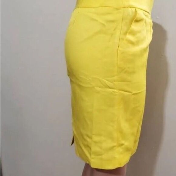 Merona Skirt Yellow Pencil Pockets Lined Slit Zipper Size 8 Office - Picture 5 of 9